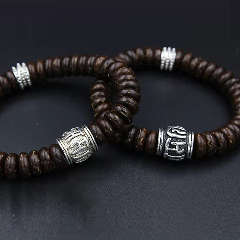 Tibetan Coconut Shell Om Mani Padme Hum Bracelet