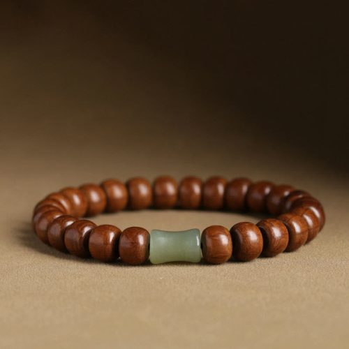 Natural Abelia Wood Hetian Jade Evil Spirits Warding Bracelet