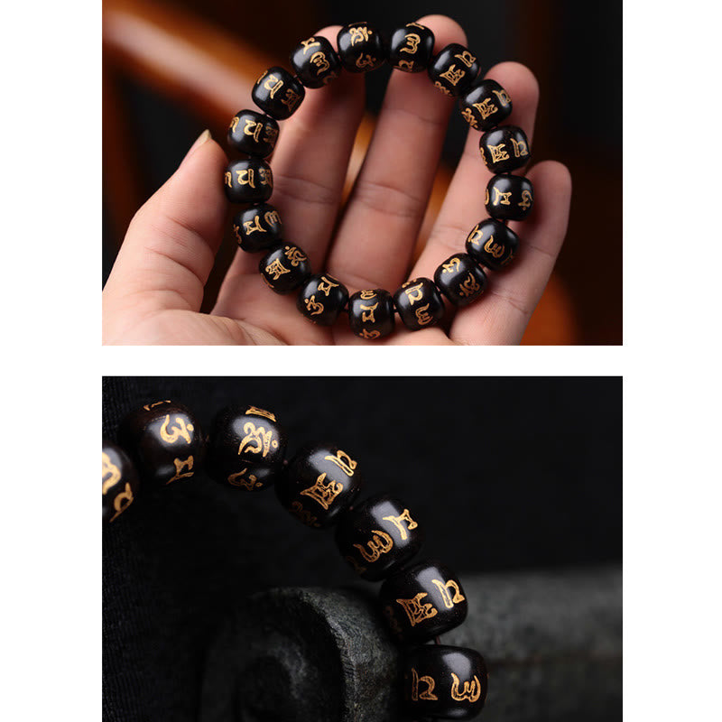 Tibetan Ebony Wood Om Mani Padme Hum Peace Bracelet