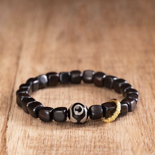 Tibetan Ebony Wood Dzi Bead Calm Bracelet