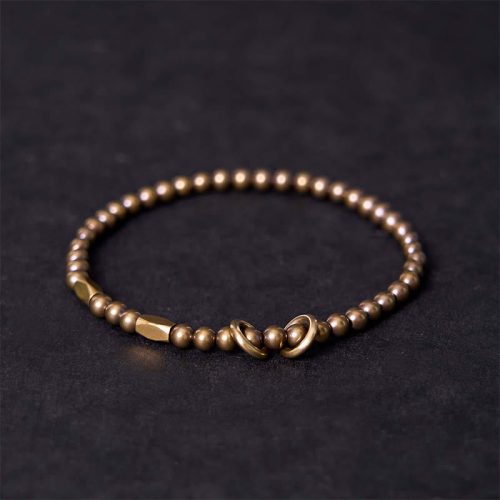 Couple Bracelet with Copper Brass Wealth Beads