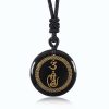 Black Obsidian Swastika Vajra Purification Necklace