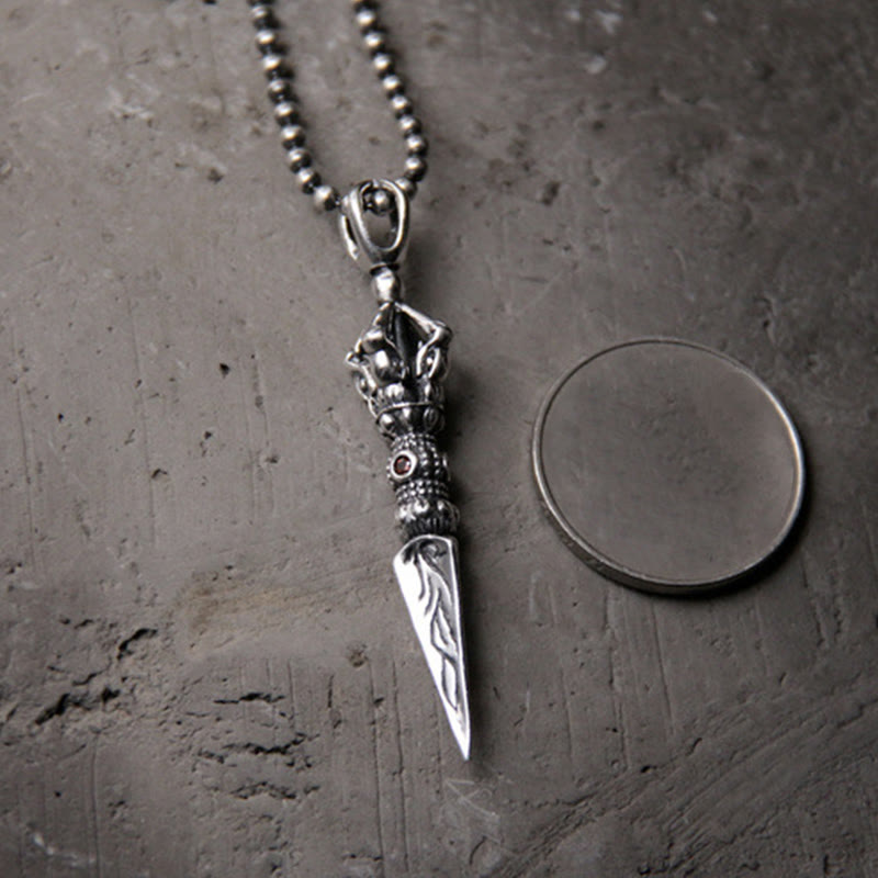Tibetan 925 Sterling Silver Dorje Vajra Enlightenment Necklace