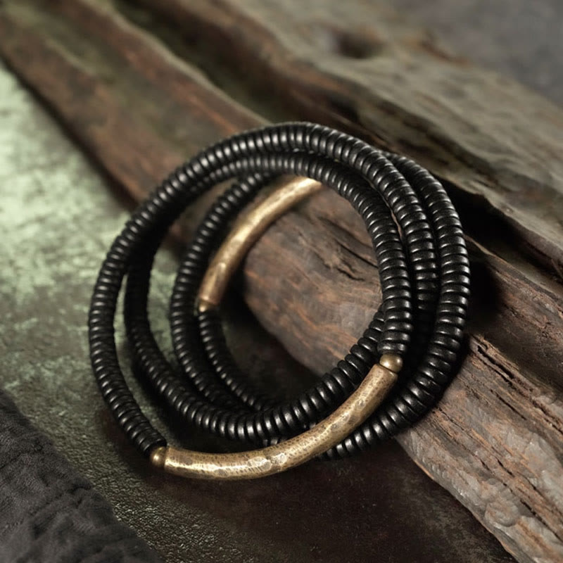 Ebony Wood Copper Multilayer Balance Bracelet