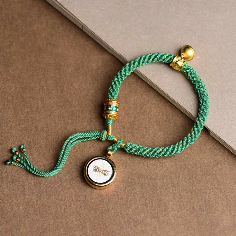 Tibetan Five God Of Wealth Thangka Prayer Wheel Bracelet