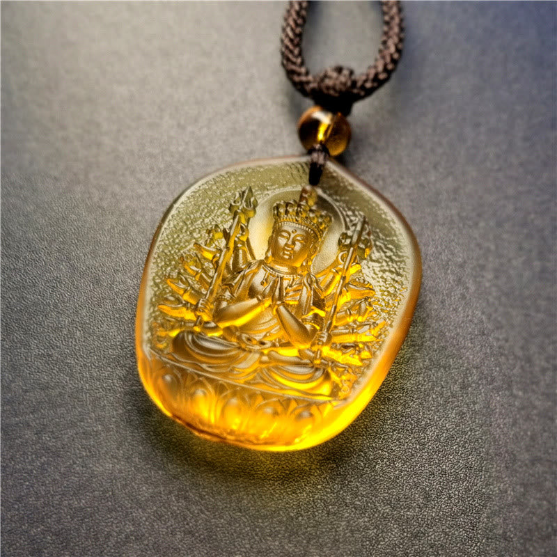 Chinese Zodiac Liuli Crystal Buddha Compassion Necklace Pendant