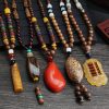Tibetan Wenge Wood Bodhi Seed Agate Necklace