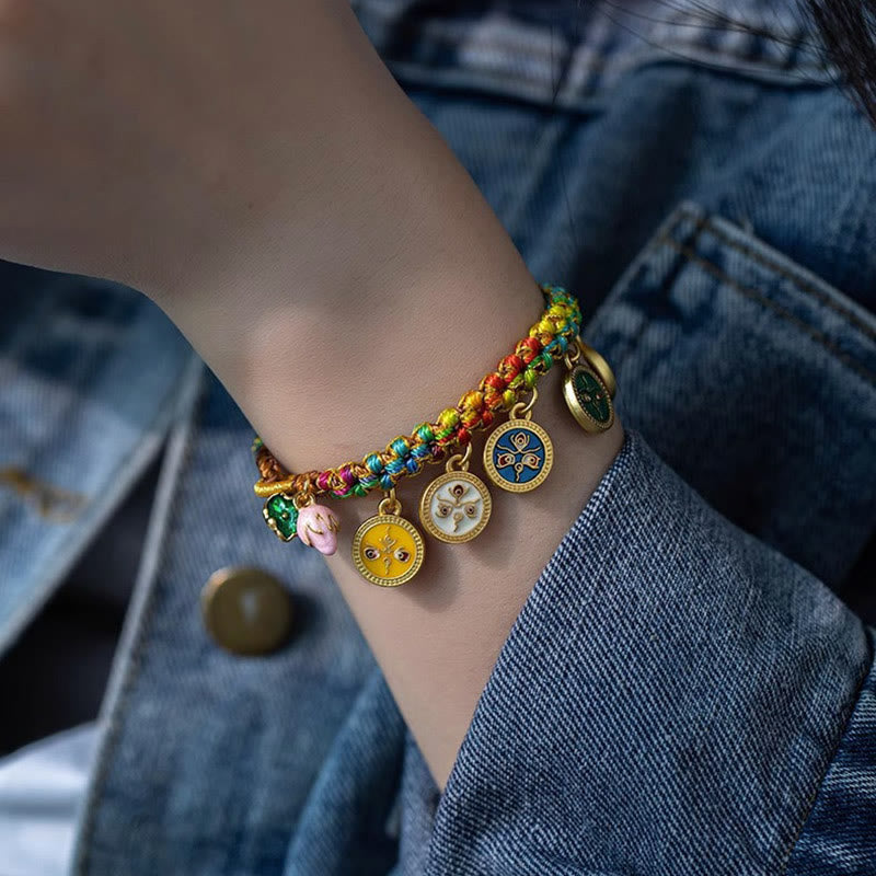 Tibetan Five God Of Wealth Colorful Rope Bracelet