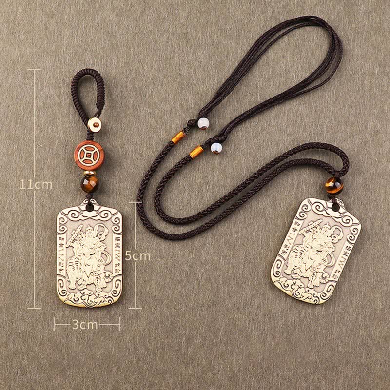 Copper God of Wealth Zhao Gongming Necklace Pendant