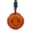 Black Obsidian Swastika Lotus Necklace Pendant