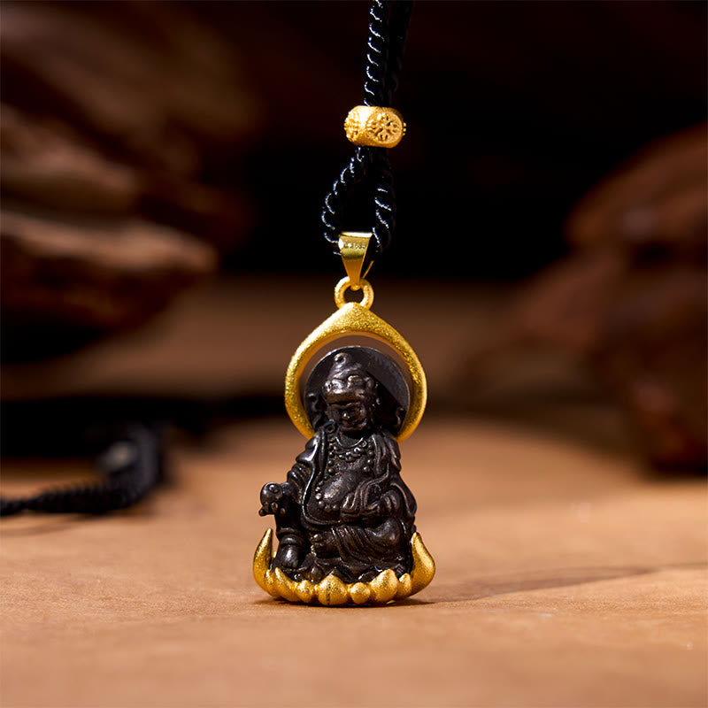 Tibetan Yellow Jambhala God of Wealth Necklace Pendant