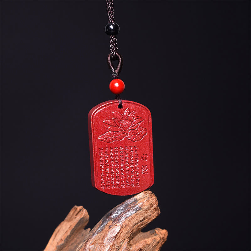 Cinnabar Lotus Heart Sutra Necklace Pendant