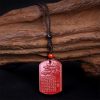 Cinnabar Lotus Heart Sutra Necklace Pendant