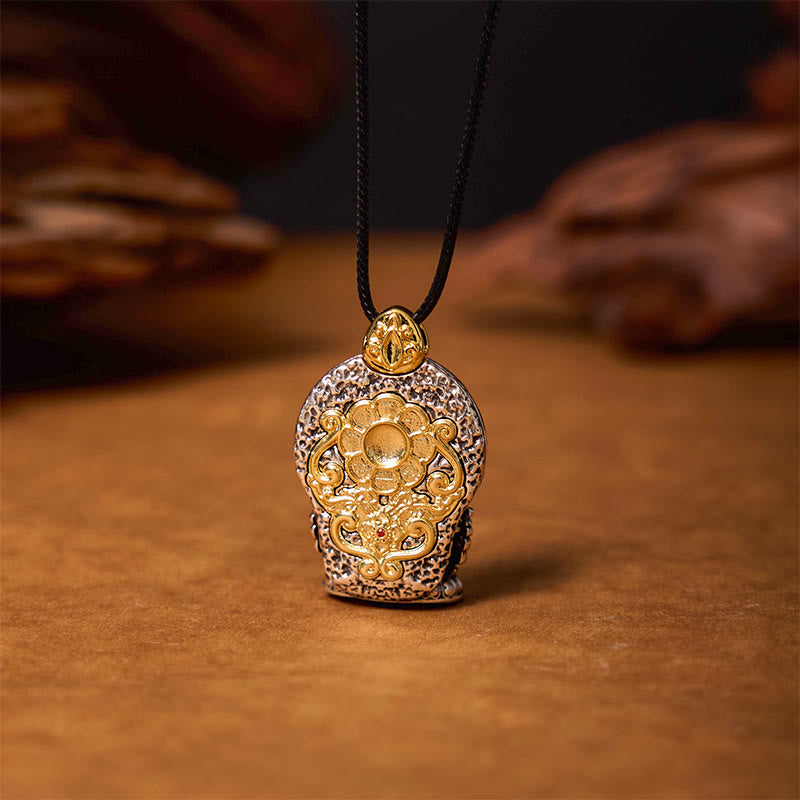Tibetan Copper Avalokitesvara Dzi Bead Healing Pendant