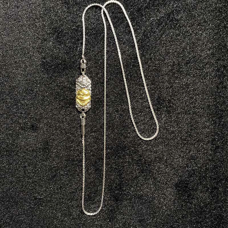 925 Silver Tibetan Dzi Bead Goddess of Wealth Necklace