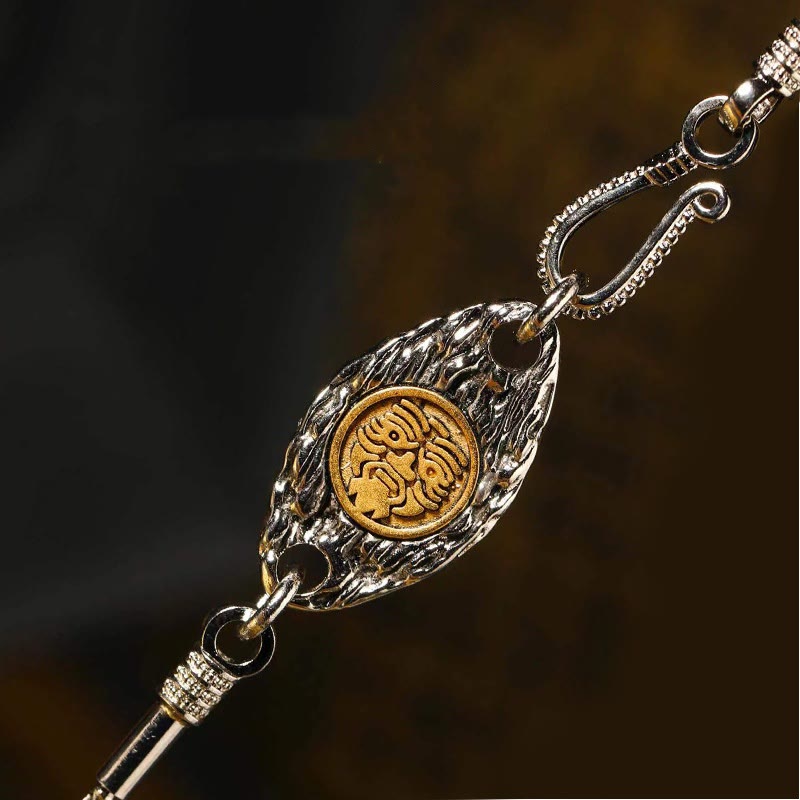 Tibet 925 Silver Yellow Jambhala God of Wealth Necklace Pendant