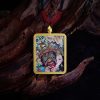 Tibetan Nine-Tailed Fox God of Wealth Thangka Necklace
