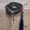 Tibetan 108 Beads Ebony Wood Dzi Bead Copper Bracelet
