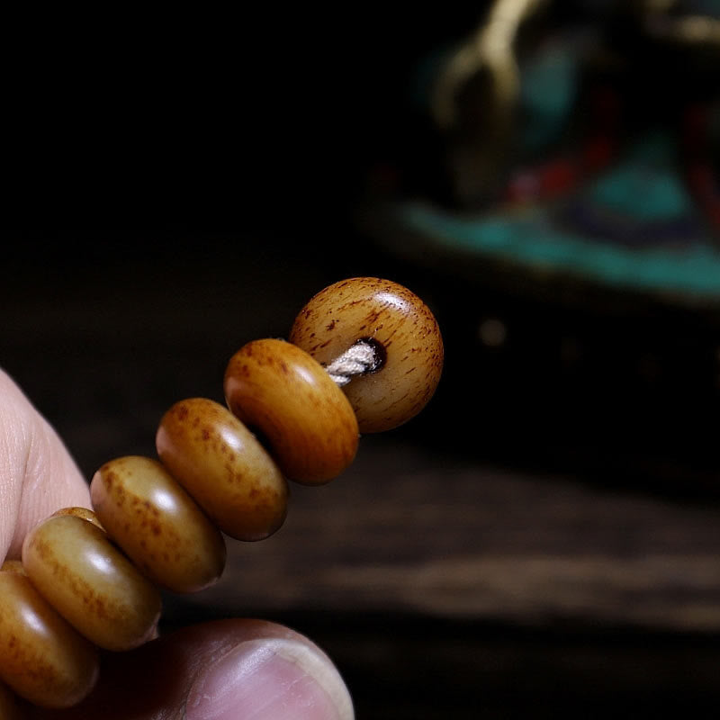 Tibet 108 Mala Yak Bone Three-eyed Dzi Bead Bracelet