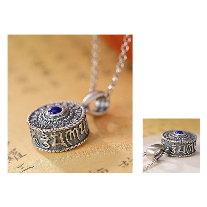 925 Silver Om Mani Padme Hum Lazurite Necklace