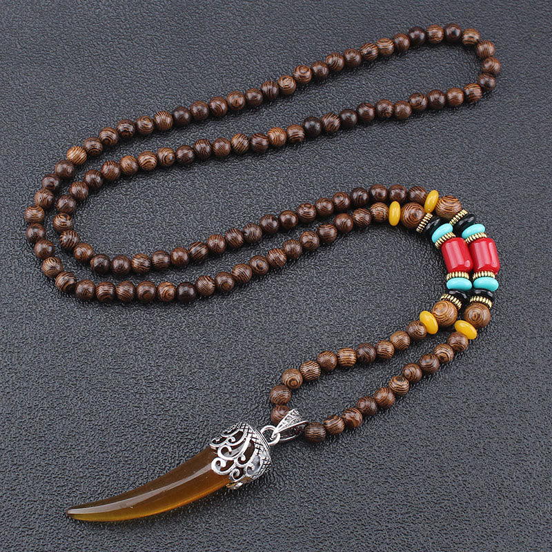 Wenge Wood Turquoise Protection Meditation Necklace Pendant