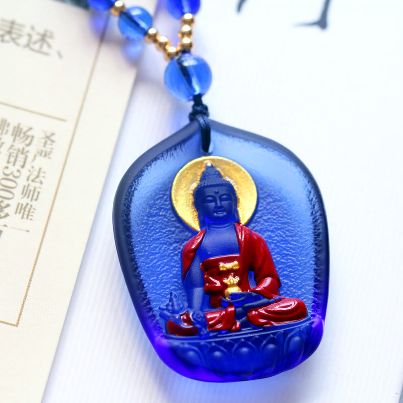 Tibet Medicine Buddha Liuli Crystal Necklace