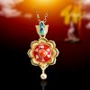 925 Sterling Silver Tibet Lotus Prayer Wheel Necklace Pendant
