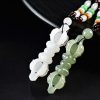 Tibetan Hetian Jade Dorje Vajra Success Necklace Pendant