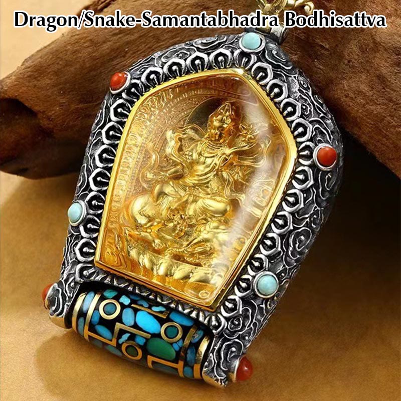 Tibet Zodiac Buddha Thangka Dzi Bead Necklace Pendant