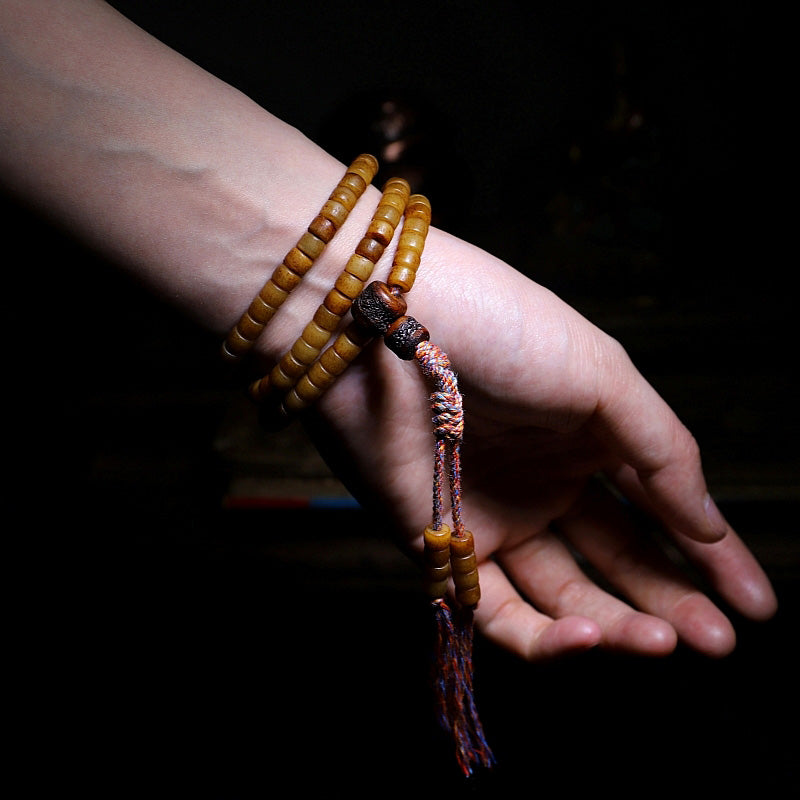Tibet 108 Mala Yak Bone Amber Bracelet