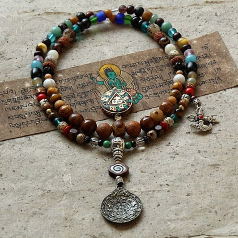 Tibet 108 Mala Beads Yak Bone Bodhi Seed Bracelet