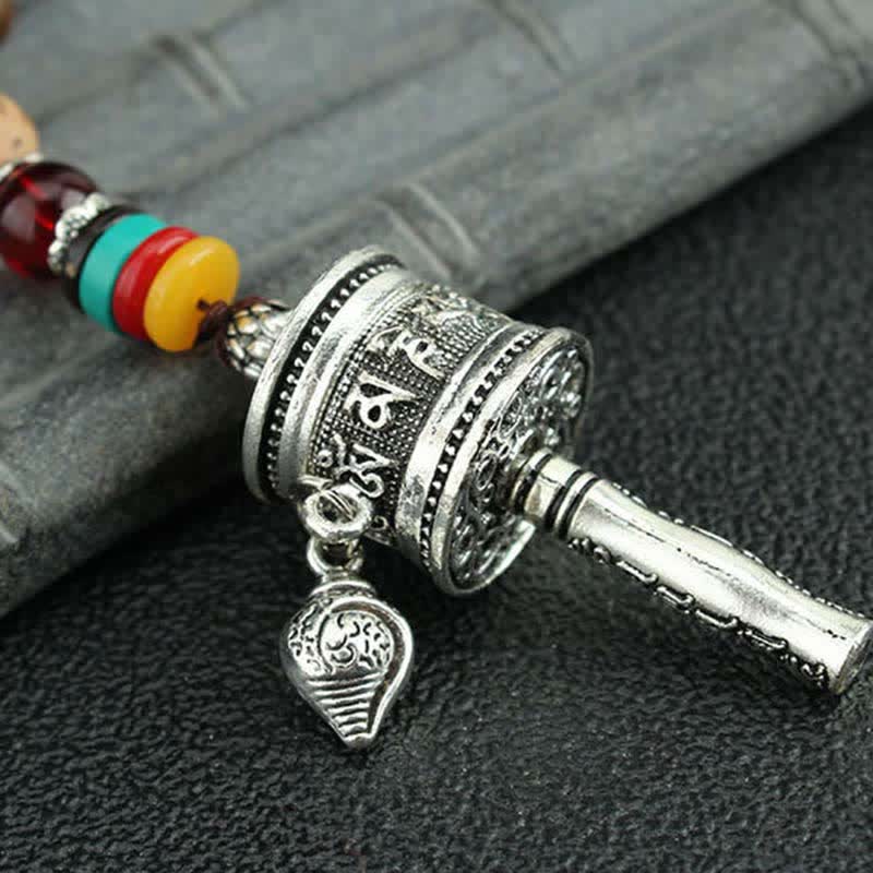 Tibetan Om Mani Padme Hum Vajra Wood Necklace Pendant