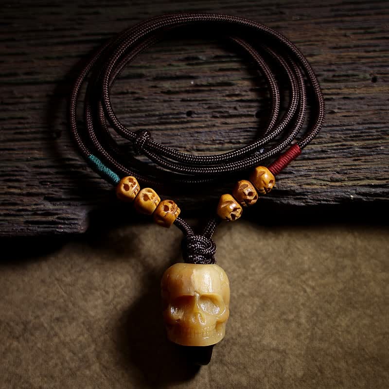 Tibetan Camel Bone Skull Protection Necklace