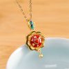 925 Sterling Silver Tibet Lotus Prayer Wheel Necklace Pendant