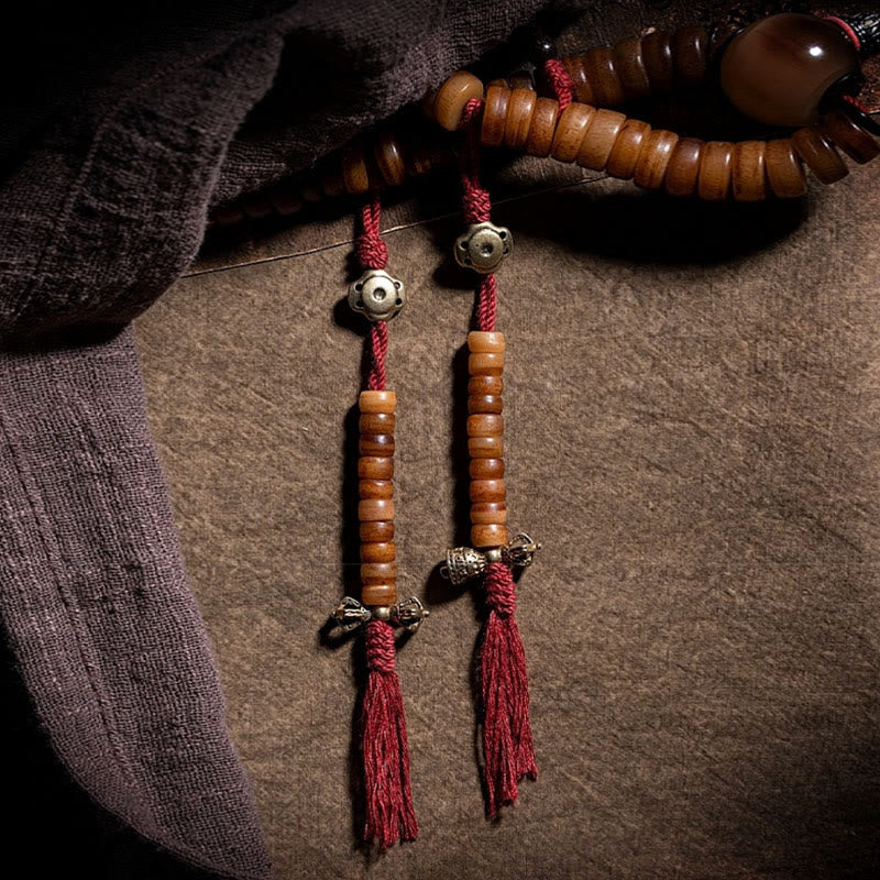 Tibetan 108 Mala Beads Yak Bone Dzi Bead Strength Bracelet