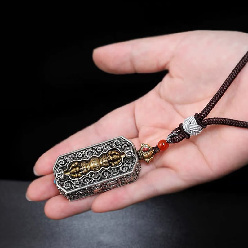 Tibetan Om Mani Padme Hum Dorje Vajra Necklace Pendant