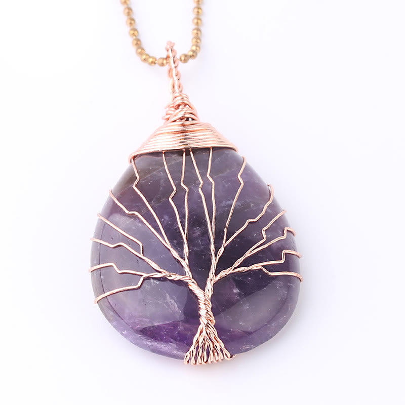 Natural Quartz Tree of Life Healing Necklace