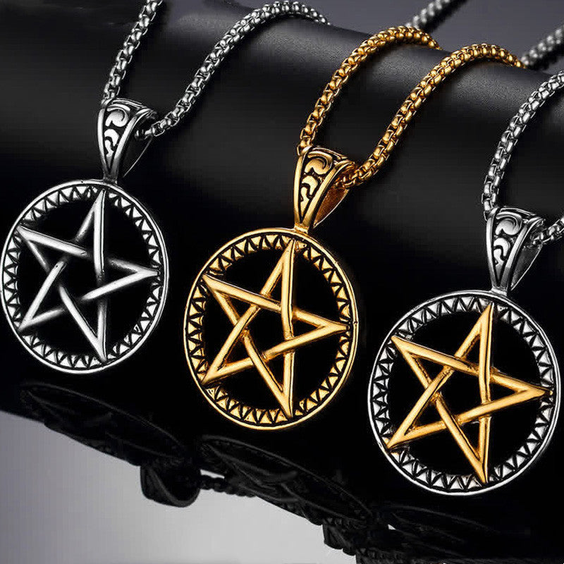 Titanium Steel Pentagram Balance Necklace