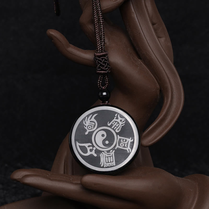 Black Obsidian Taoism Yin Yang Necklace