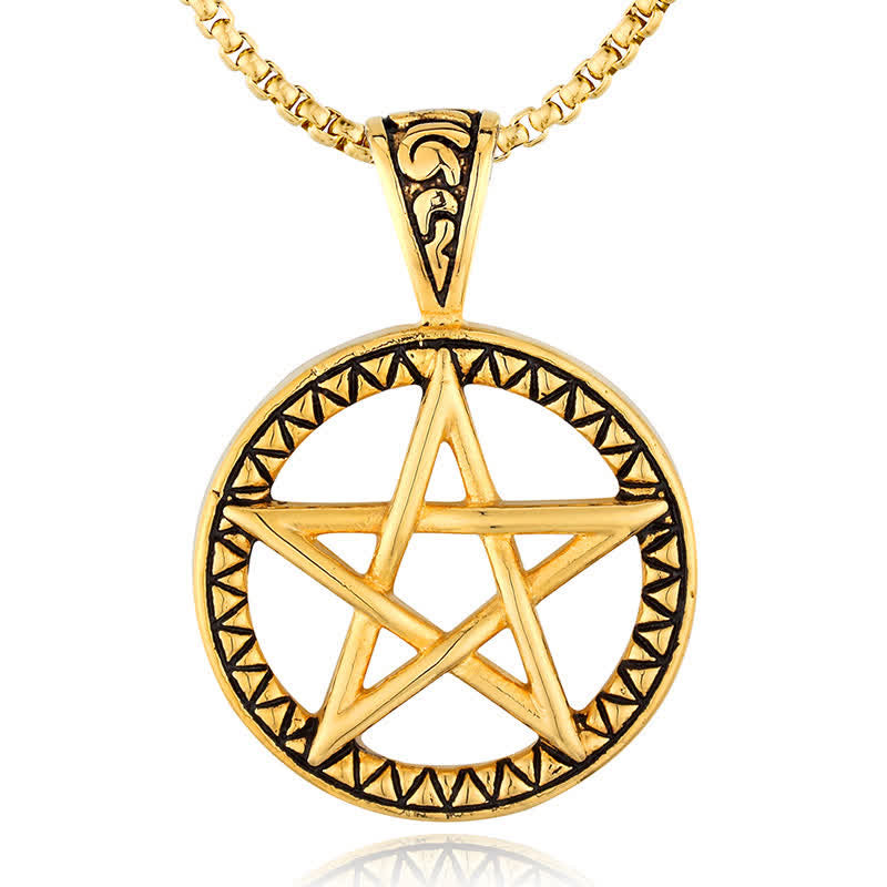 Titanium Steel Pentagram Balance Necklace