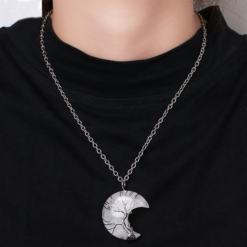 Natural Quartz Tree of Life Healing Necklace