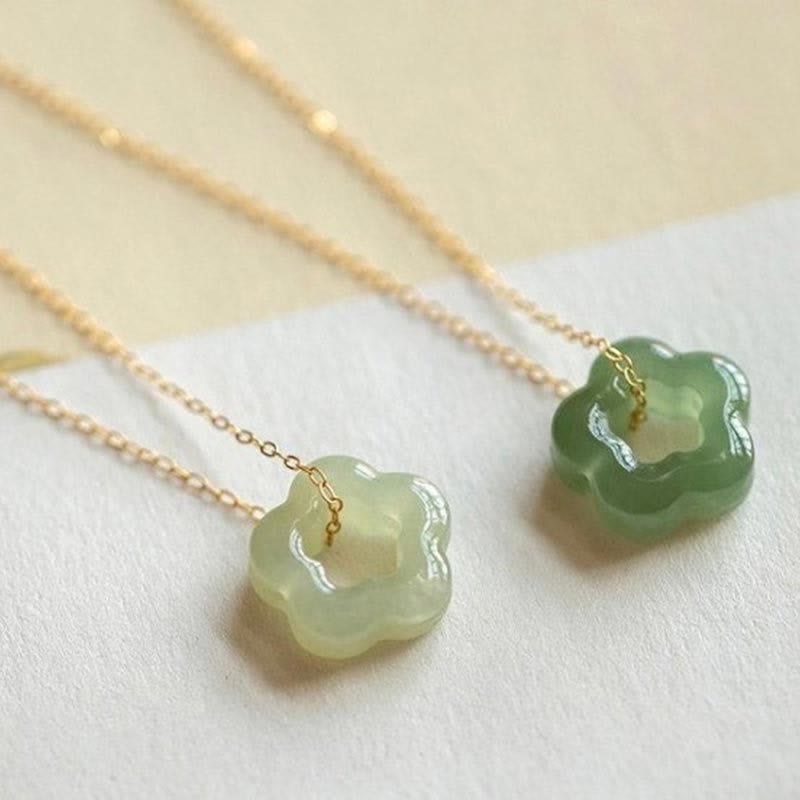 Hetian Jade Floral Charm Luck Necklace