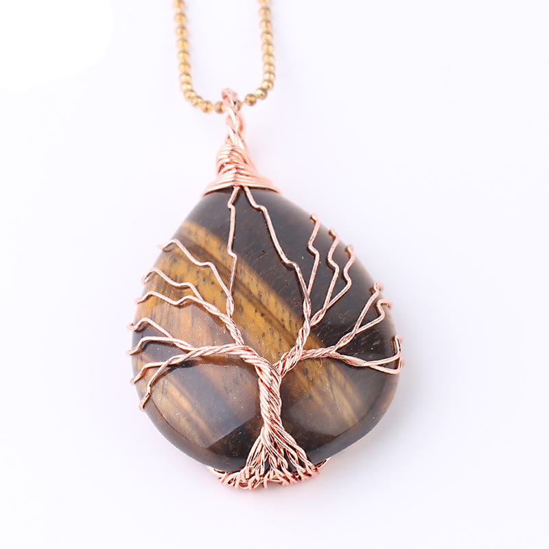 Natural Quartz Tree of Life Healing Necklace