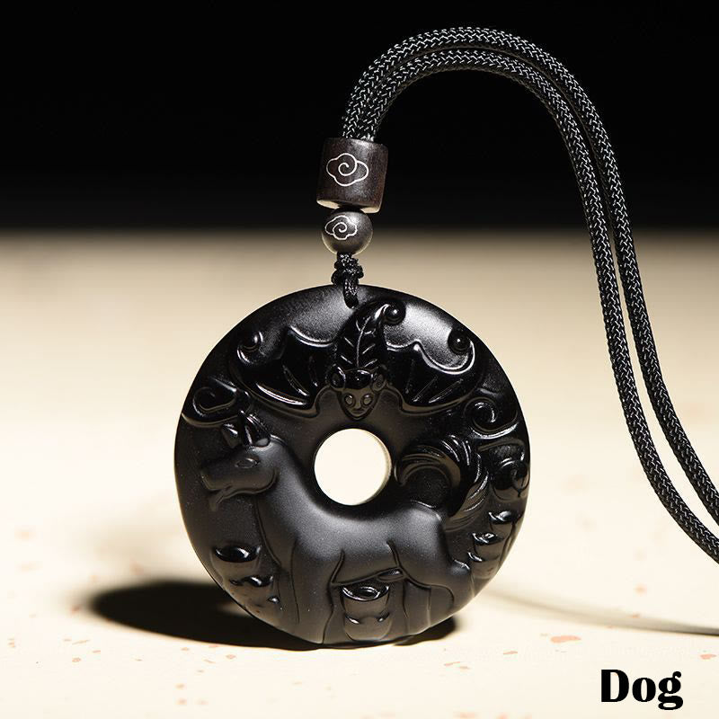 Black Obsidian Zodiac Strength Necklace