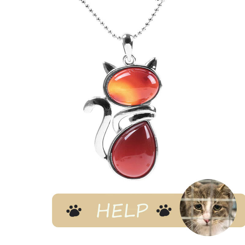 Natural Crystal Cat Pendant Necklace