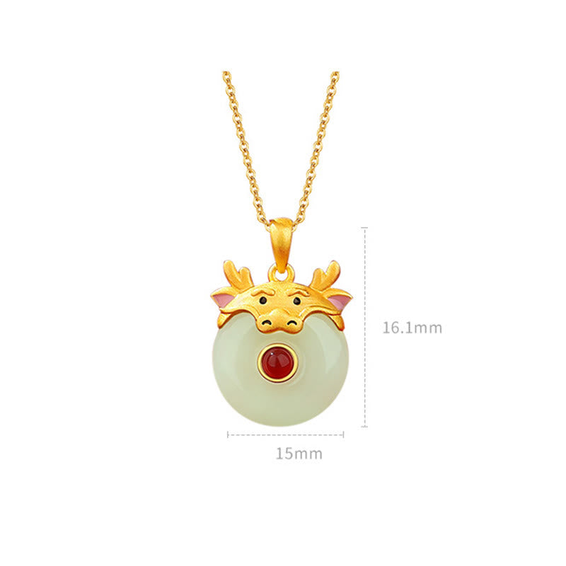 925 Sterling Silver Dragon Zodiac Jade Pendant