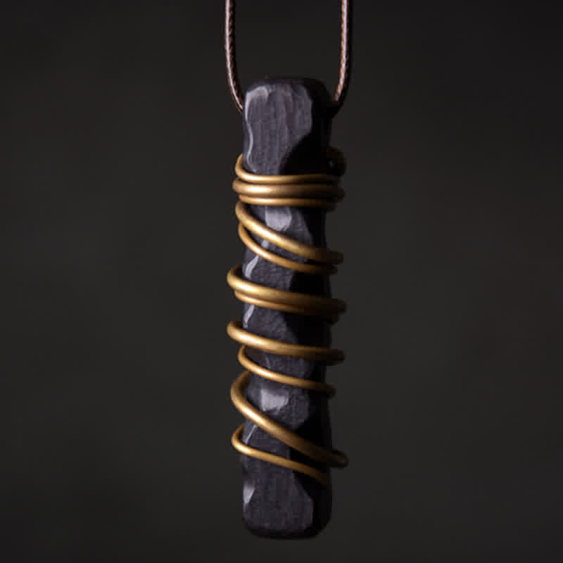 Tibetan Ebony Wood Peace Necklace Pendant