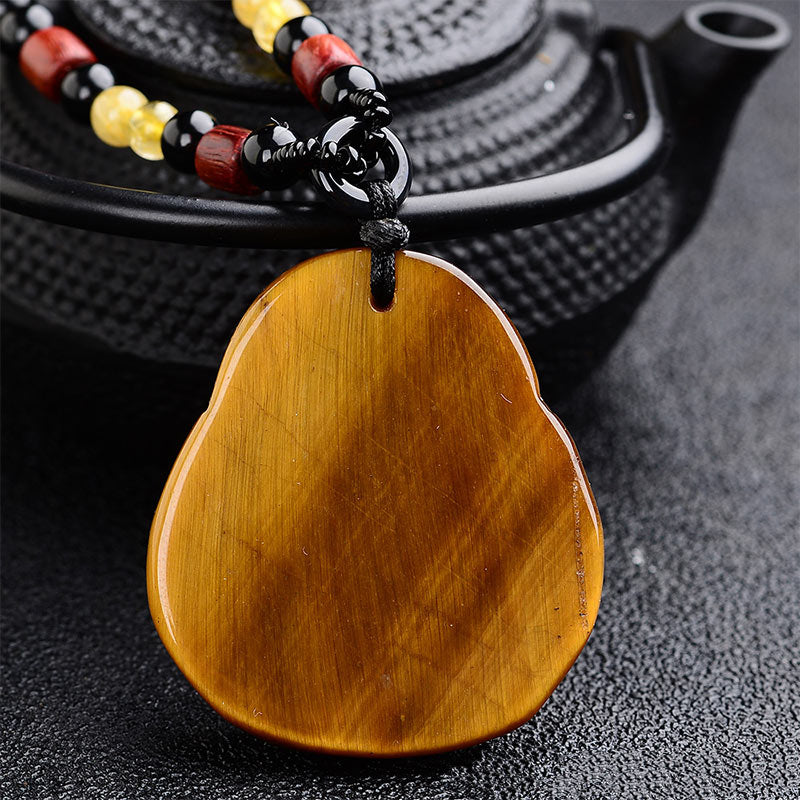 Blessing Tiger's Eye Laughing Buddha Necklace