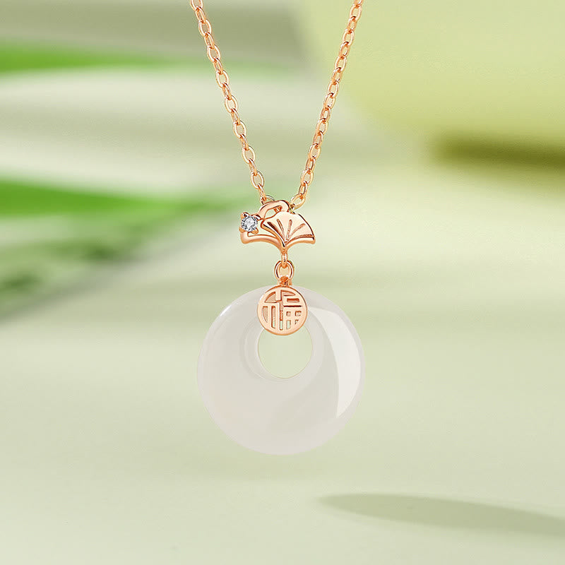 925 Silver Ginkgo Leaf Butterfly Harmony Necklace