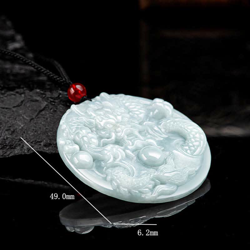 Chinese Zodiac Dragon Jade Amulet Necklace
